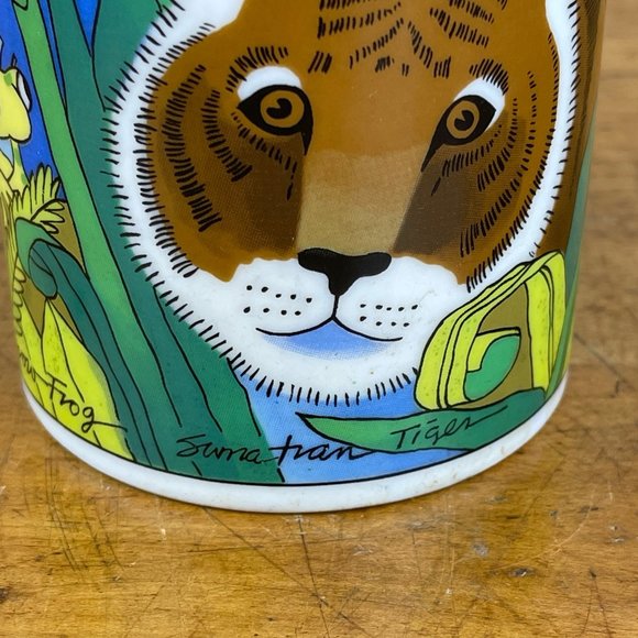 Vintage San Diego Zoo Tropical Rain Forest Tiger Frog Cockatoo Coffee Mug - Picture 6 of 10